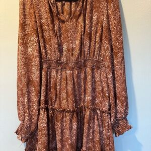 Brown Snake Print Dress